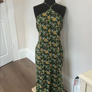 Earthbound Trading Green Floral Halter Dress